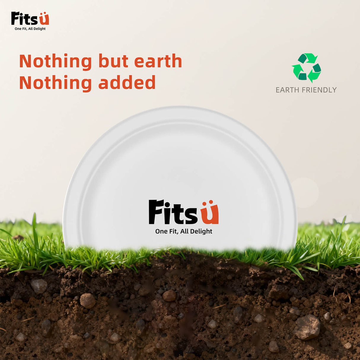 Fitsu 9-Inch Disposable Sugarcane Plates – Compostable, PFAS-Free, Heavy-Duty & Grease-Proof